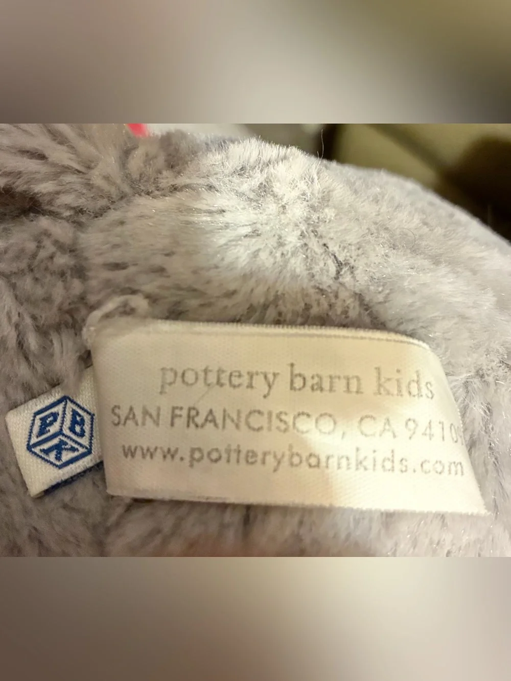 Pottery Barn Kids Nursery Collections Plush Grey Elephant. Clean & Sanitized. EC